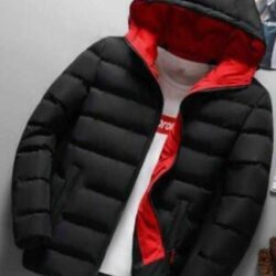 Chaqueta acolchada de caballero negra con capota