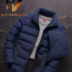 Chaqueta azul de caballero con capota removible